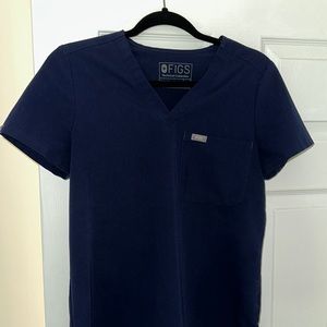 Navy blue figs scrub top